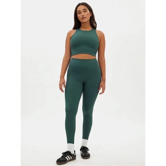 girlfriend collective Pants - Girlfriend Collective Green 7/8 Ribbed Leggings Medium